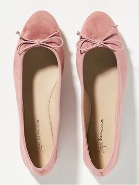 Anthropologie Guilhermina Embellished Velvet Ballet Flats Shoes Mauve Pink 7 US